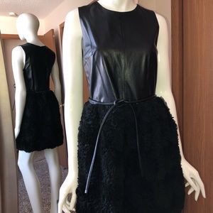 Robert Rodriguez Black Leather Rosette Dress